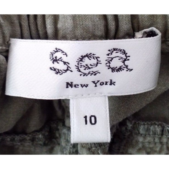 Sea New York, Size 10, Layla canvas Pants Elastic Waist Self Tie Belt army - Picture 6 of 8